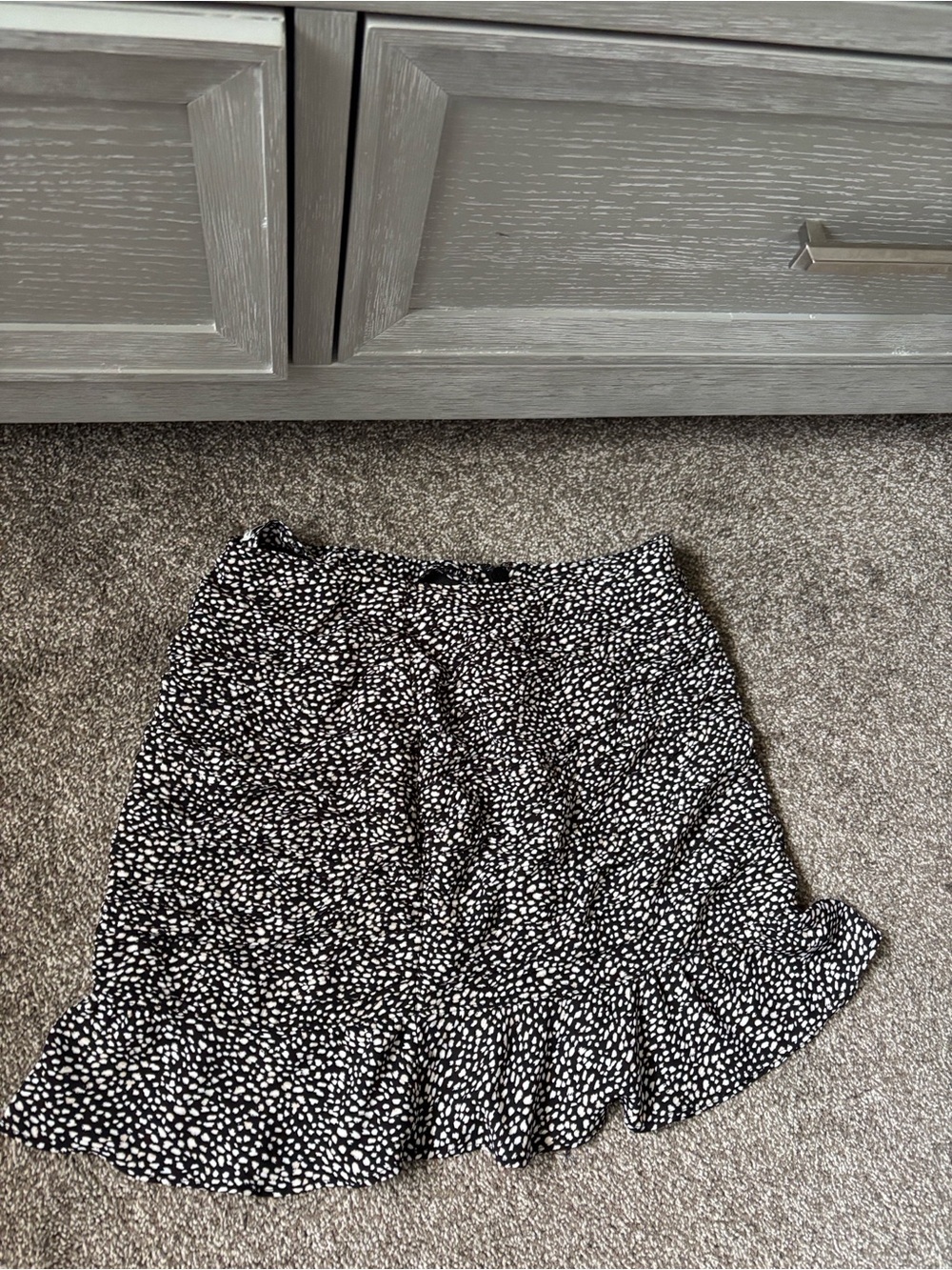 Abercrombie & Fitch Black and White Dot Ruffle Mini Skirt